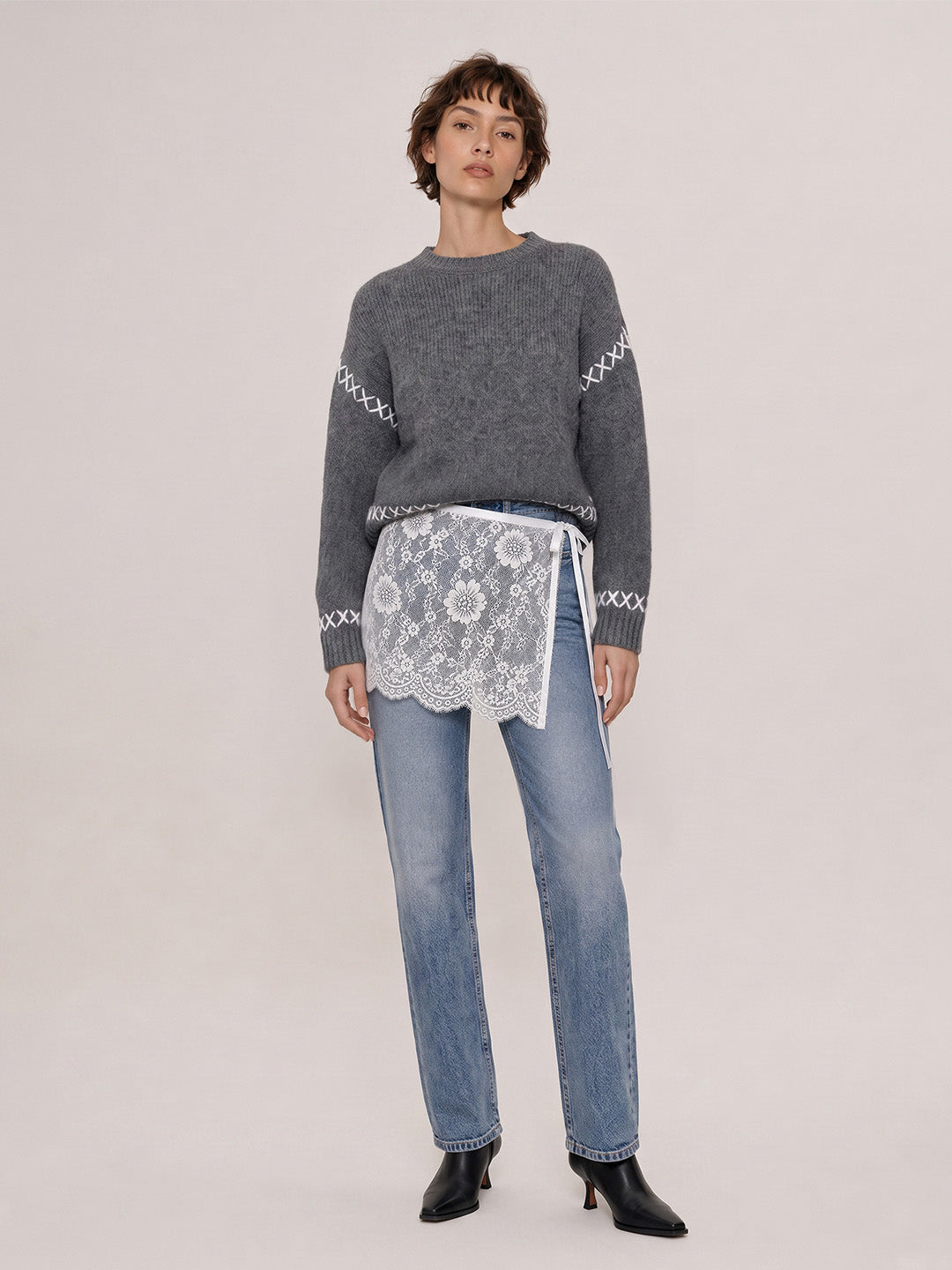 Cross Stitch Detail Pullover