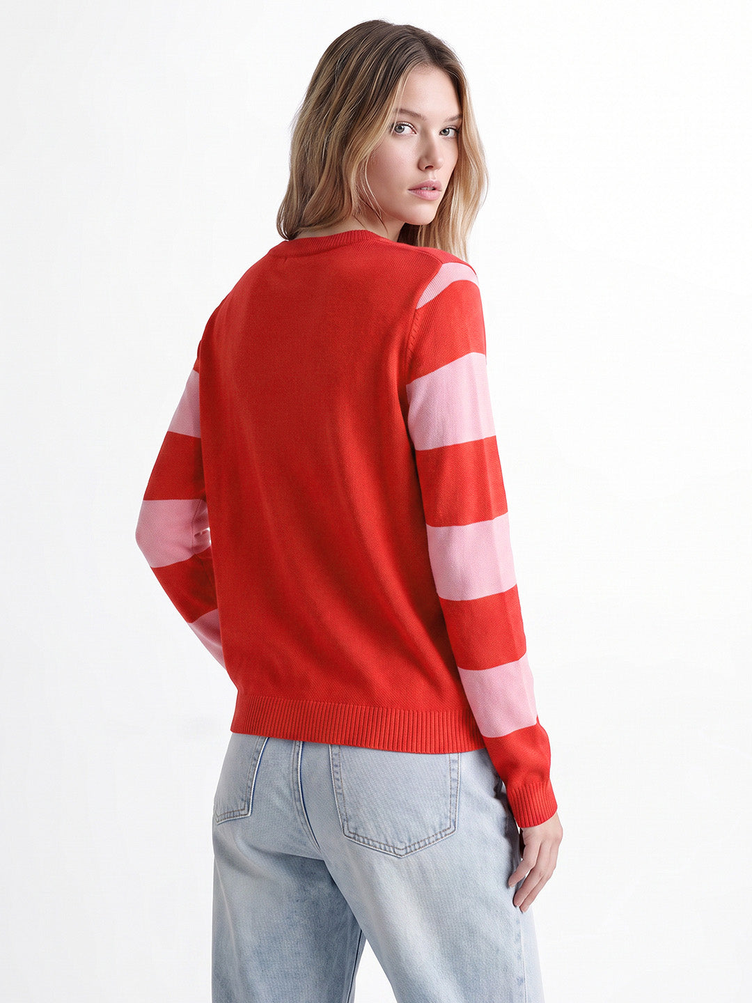 Santa Print O-Neck Pullover