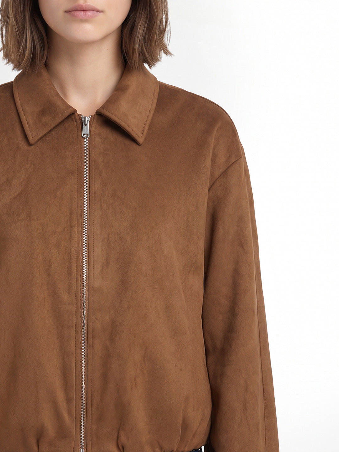 Dark Brown Faux Suede Jacket