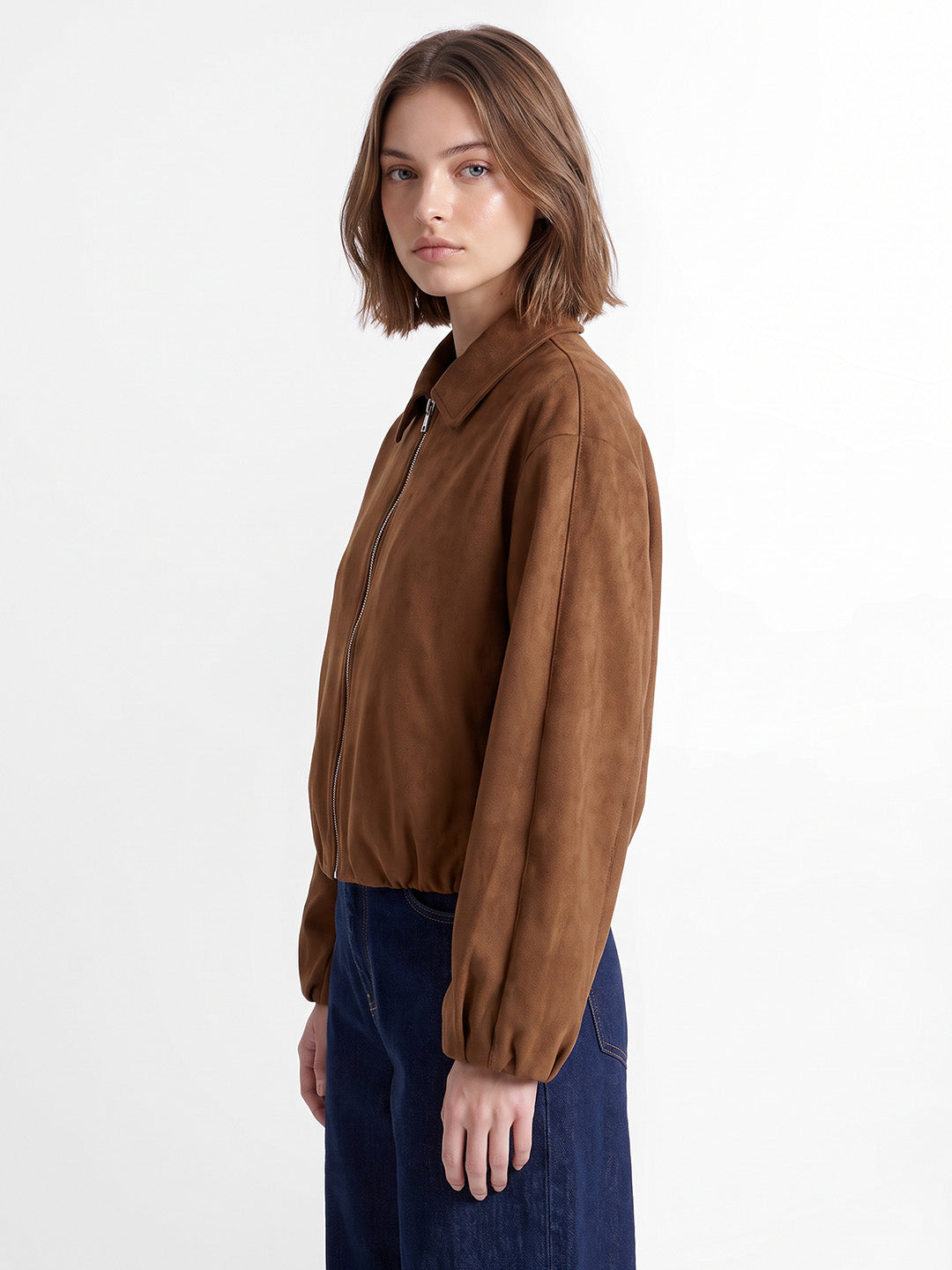 Dark Brown Faux Suede Jacket