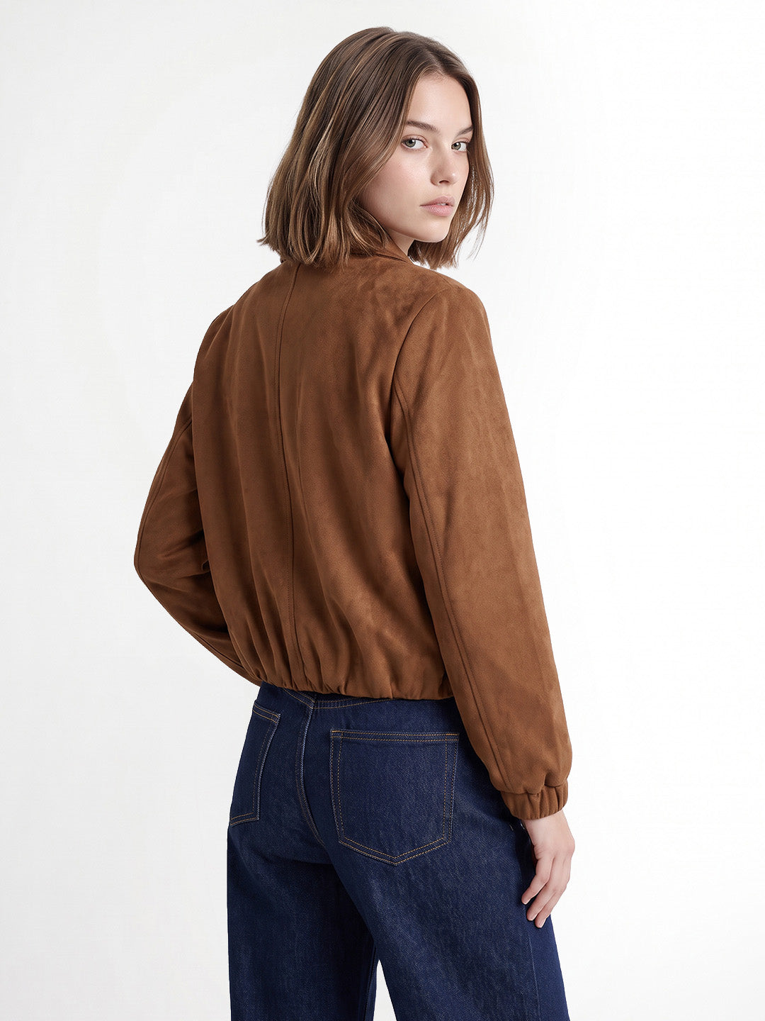 Dark Brown Faux Suede Jacket