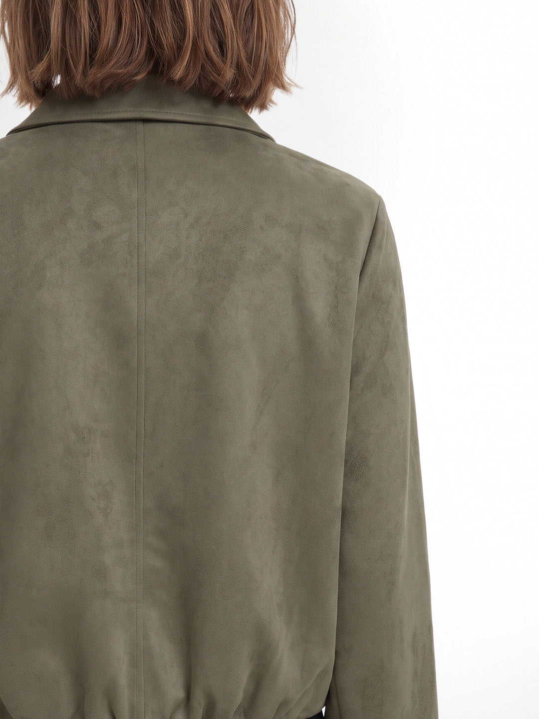 Dark Olive Faux Suede Jacket