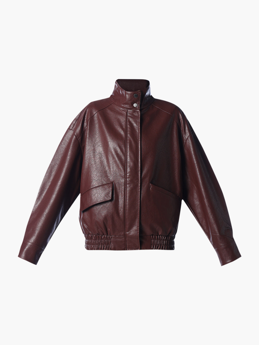 Brown Faux Leather Relaxed Fit Jacket