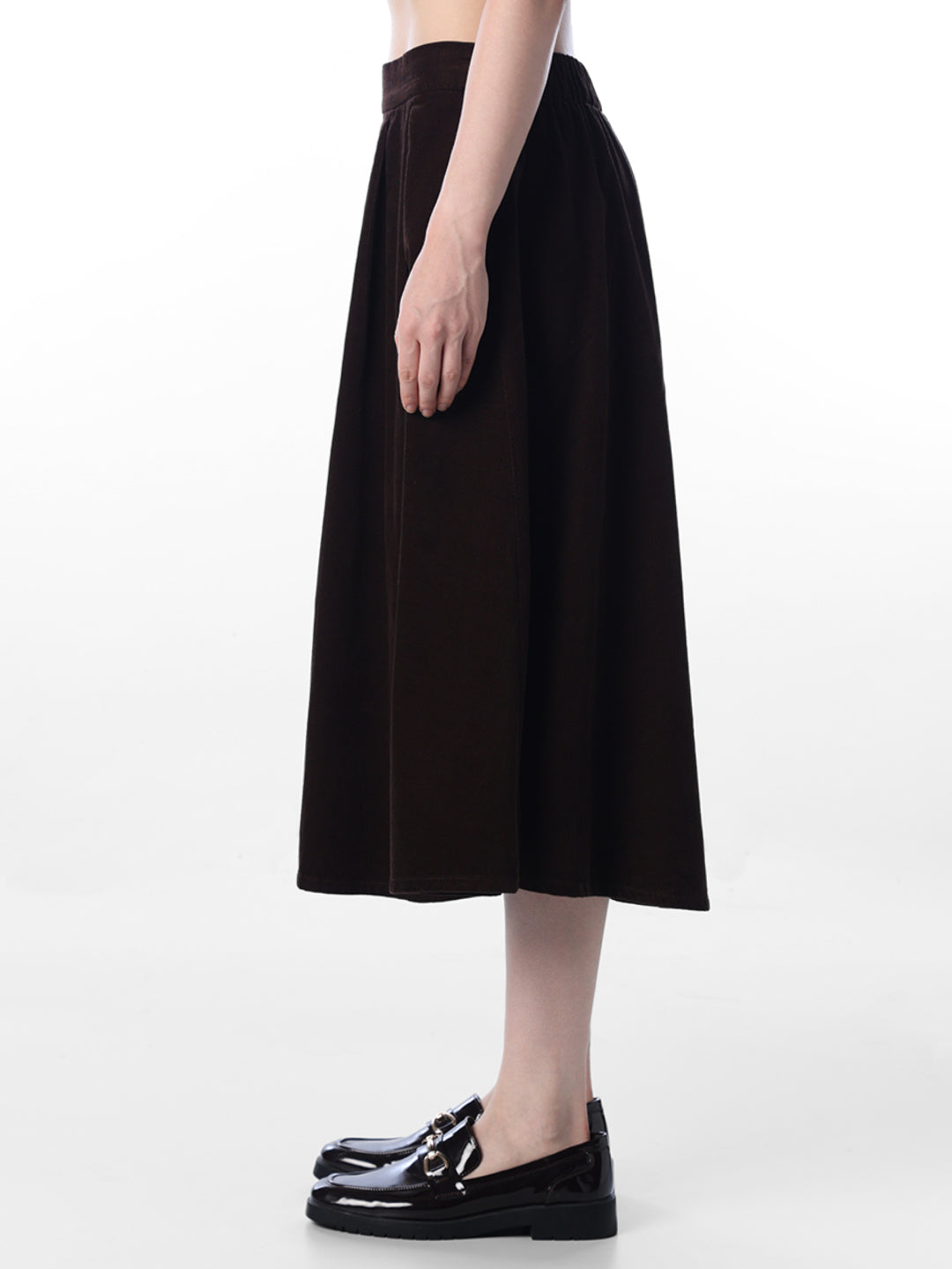 Brown Corduroy Long Skirt