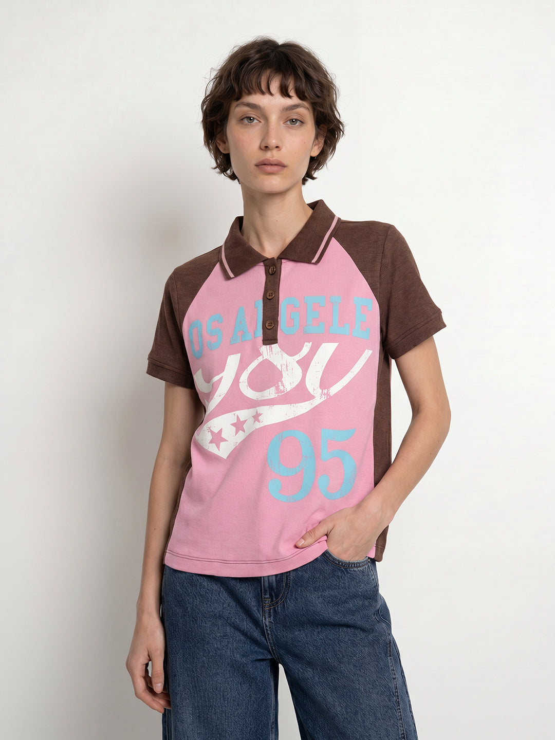 Colourblocked Printed Polo