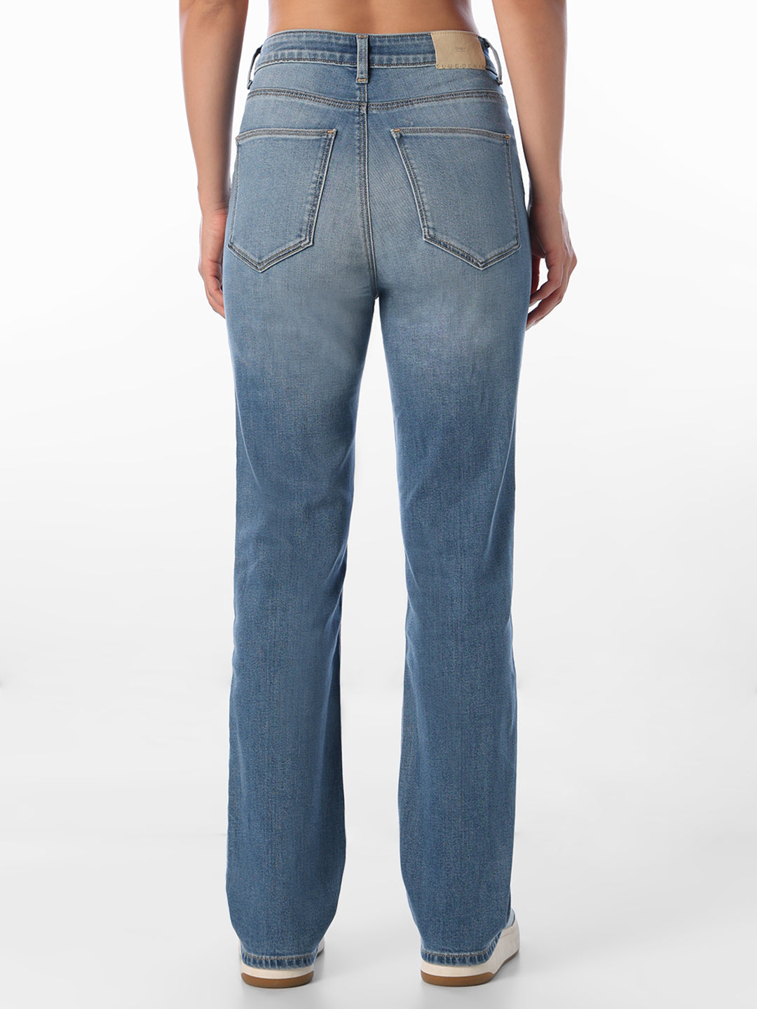 Blue High Rise Straight Fit Jeans