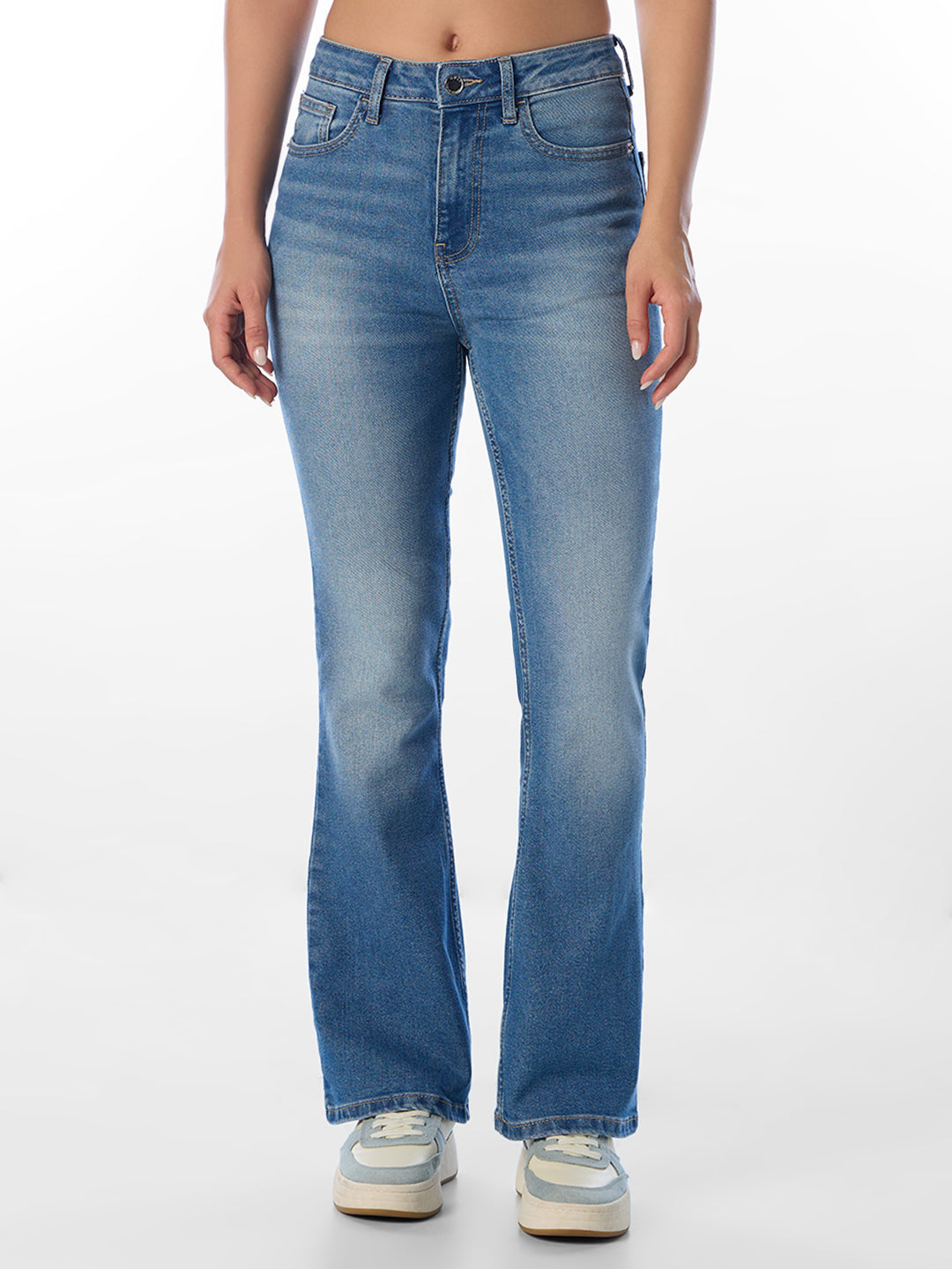 Blue High Rise Flared Jeans