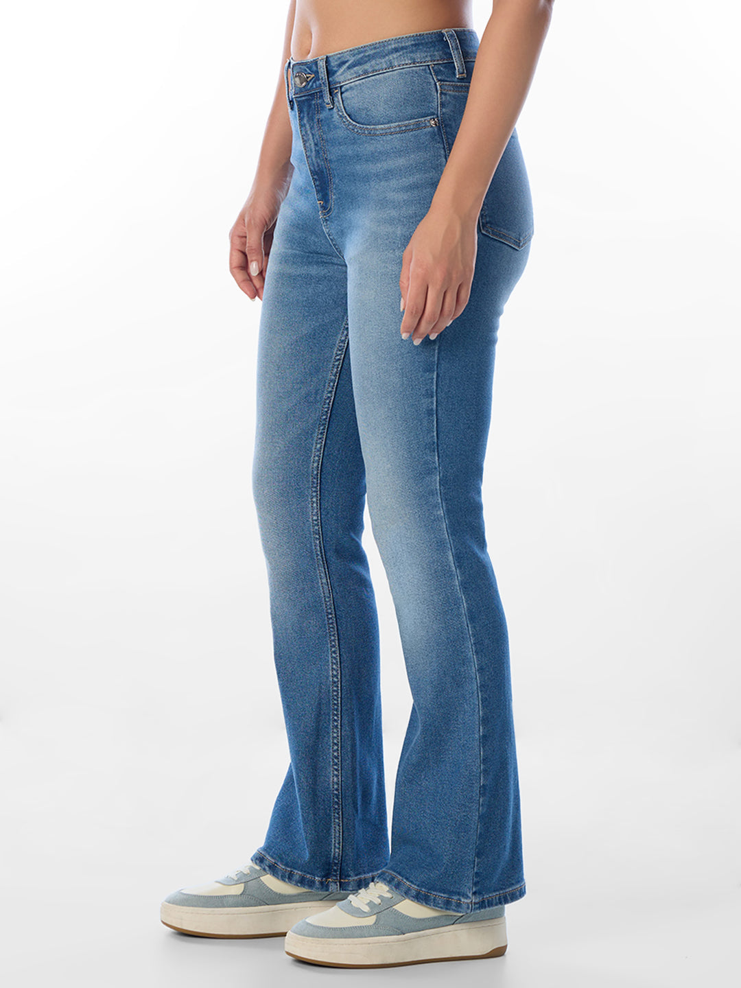 Blue High Rise Flared Jeans