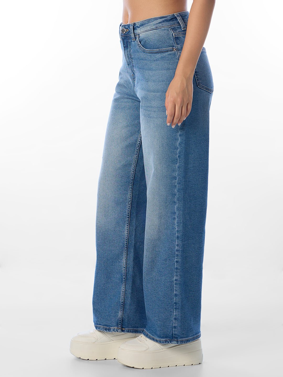 Blue High Rise Straight Jeans