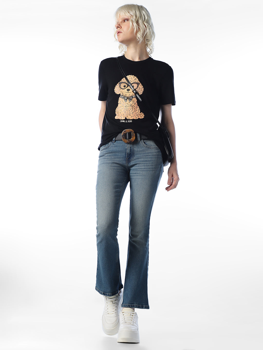 Blue Mid Rise Flared Jeans