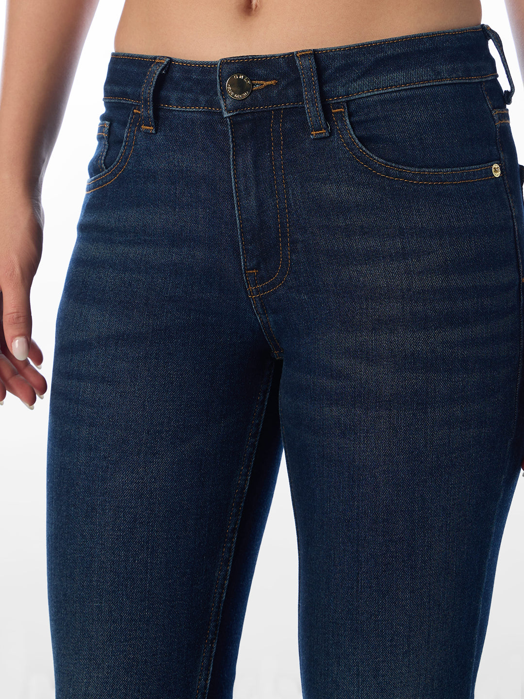 Dark Blue Mid Rise Flared Jeans