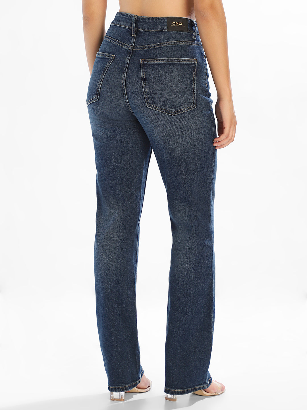 Dark Blue Distressed Straight Fit Jeans