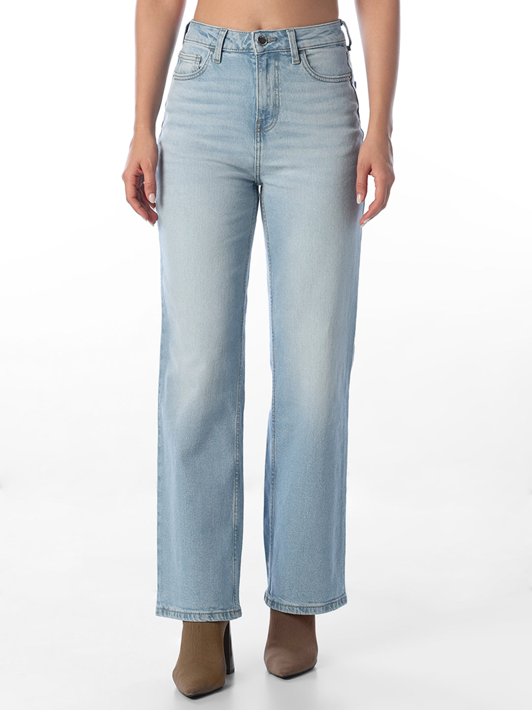 Light Blue High Rise Straight Jeans