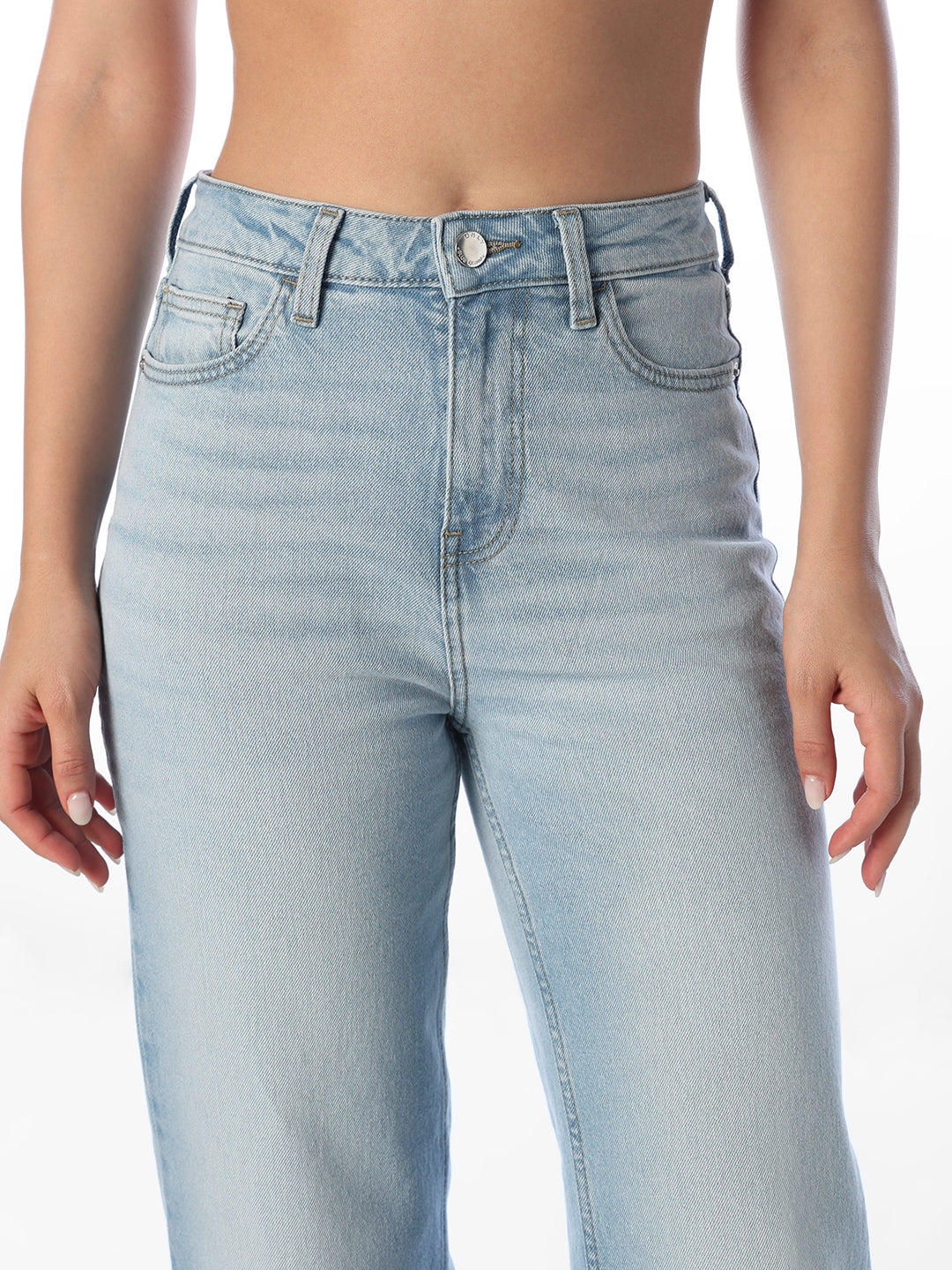 Light Blue High Rise Straight Jeans