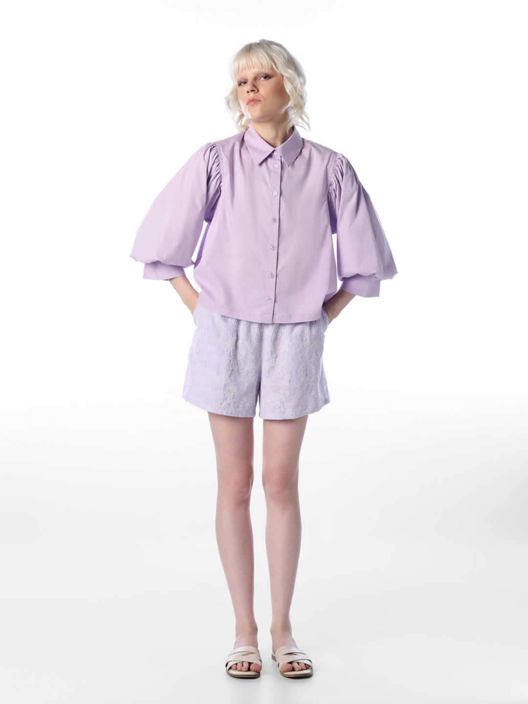 Purple Cotton Blend Shirt