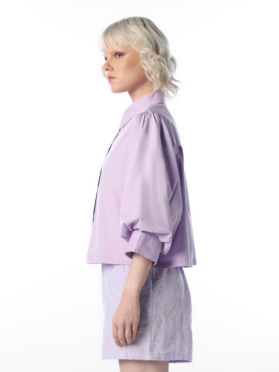 Purple Cotton Blend Shirt