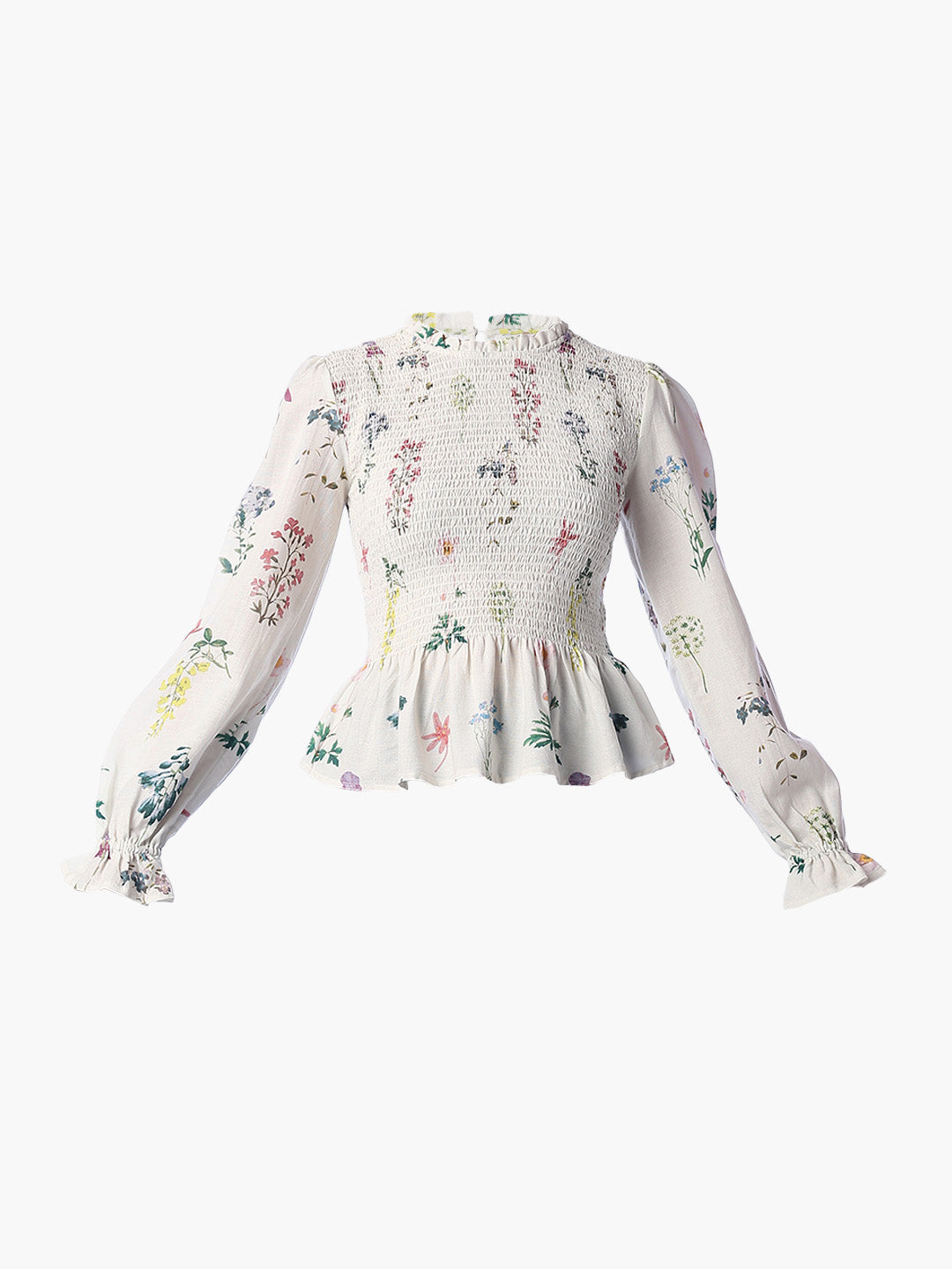 White Floral Peplum Top