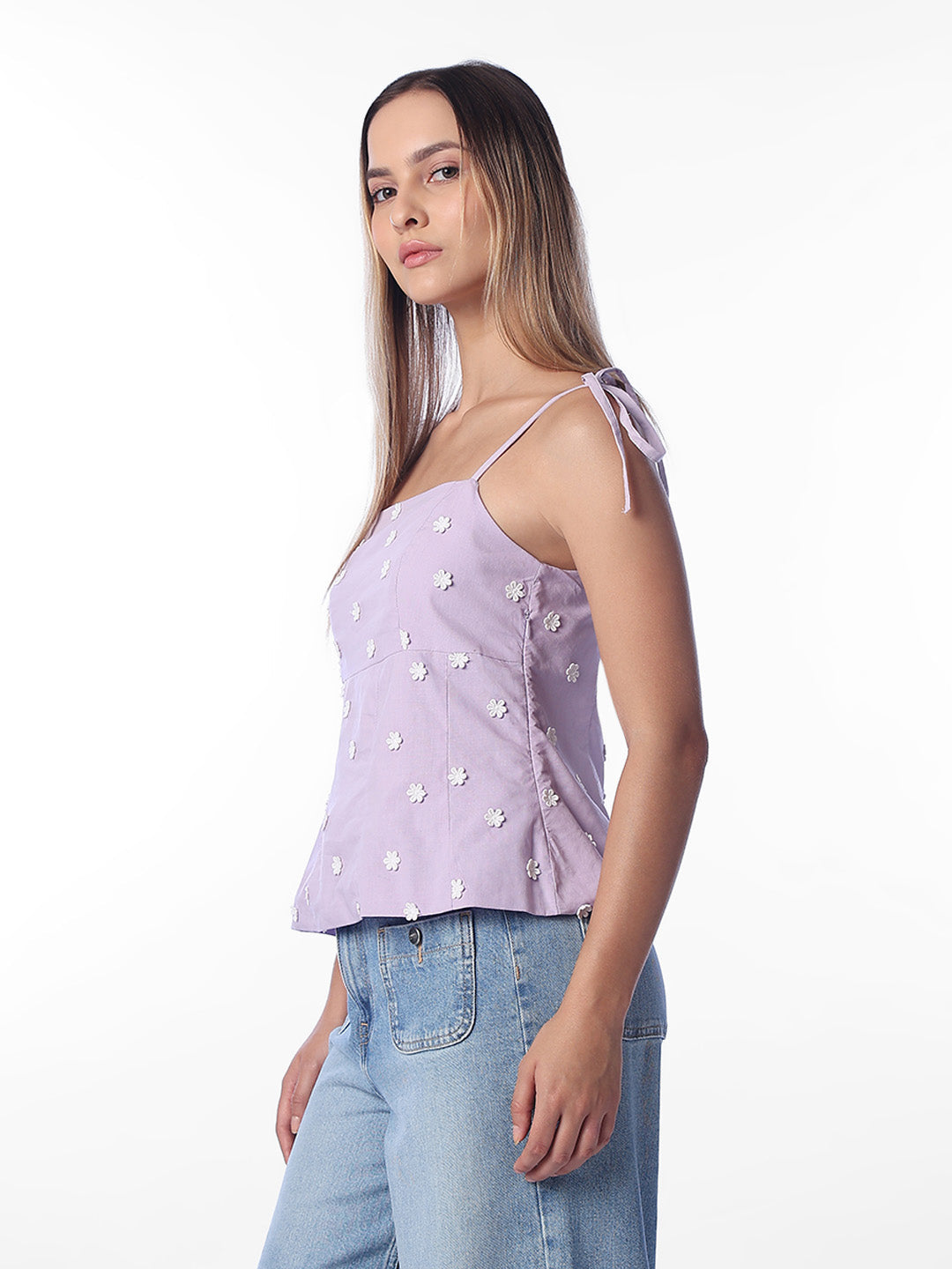 Lilac Floral Embroidered Top
