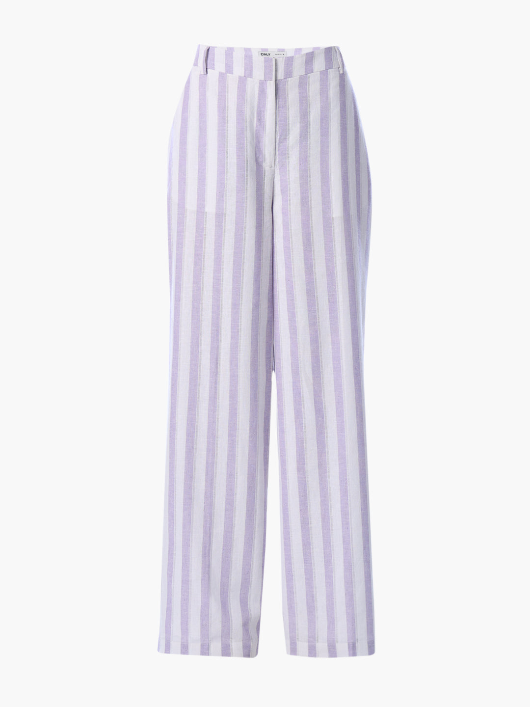 Purple Striped Linen Blend Pants