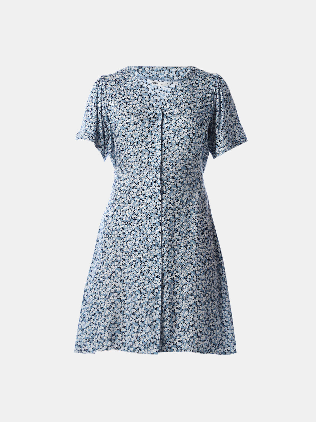 Blue Floral V-Neck Dress