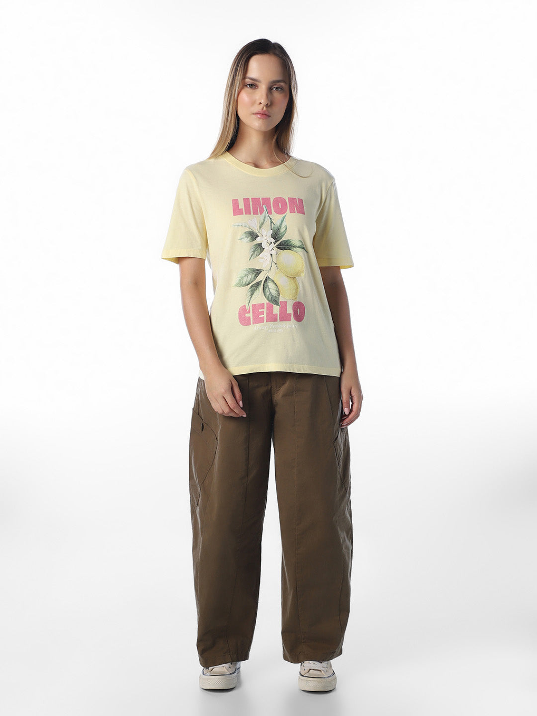 Yellow Printed Cotton T-shirt