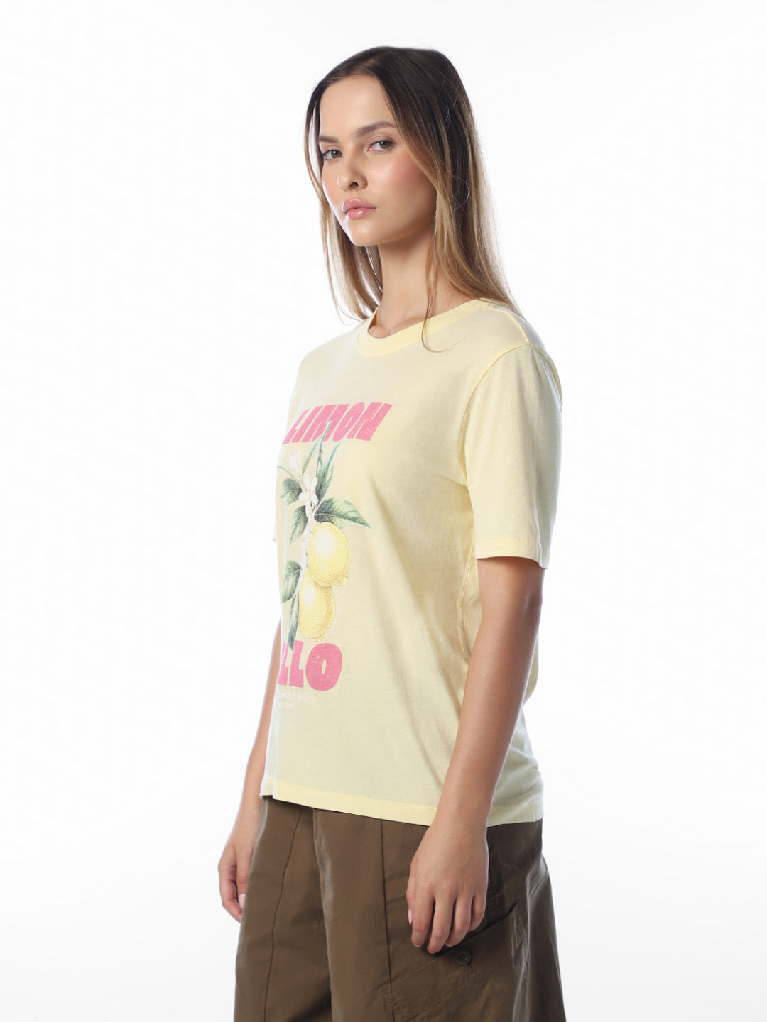 Yellow Printed Cotton T-shirt