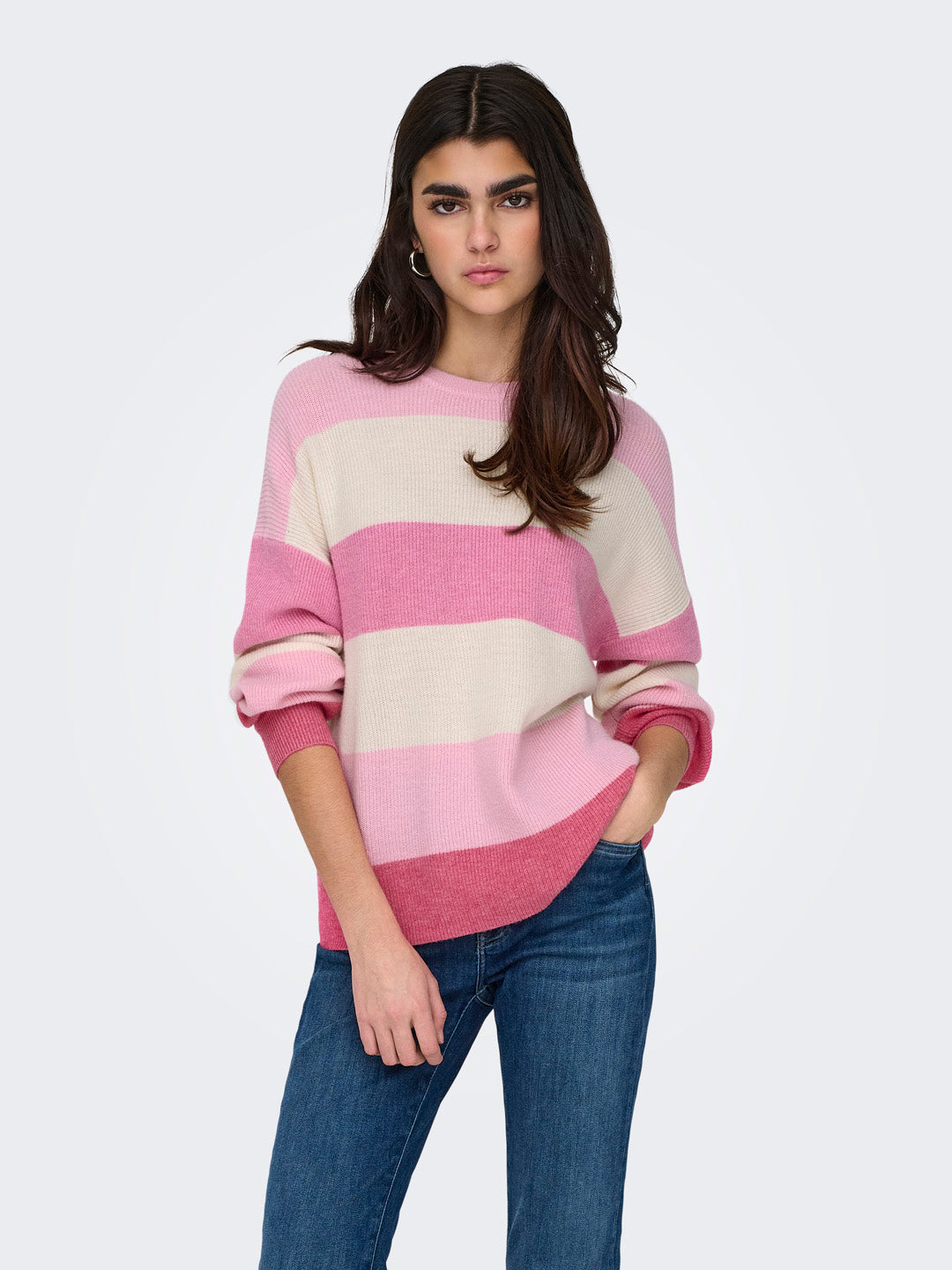 Pink Oversized Colourblocked Pullover