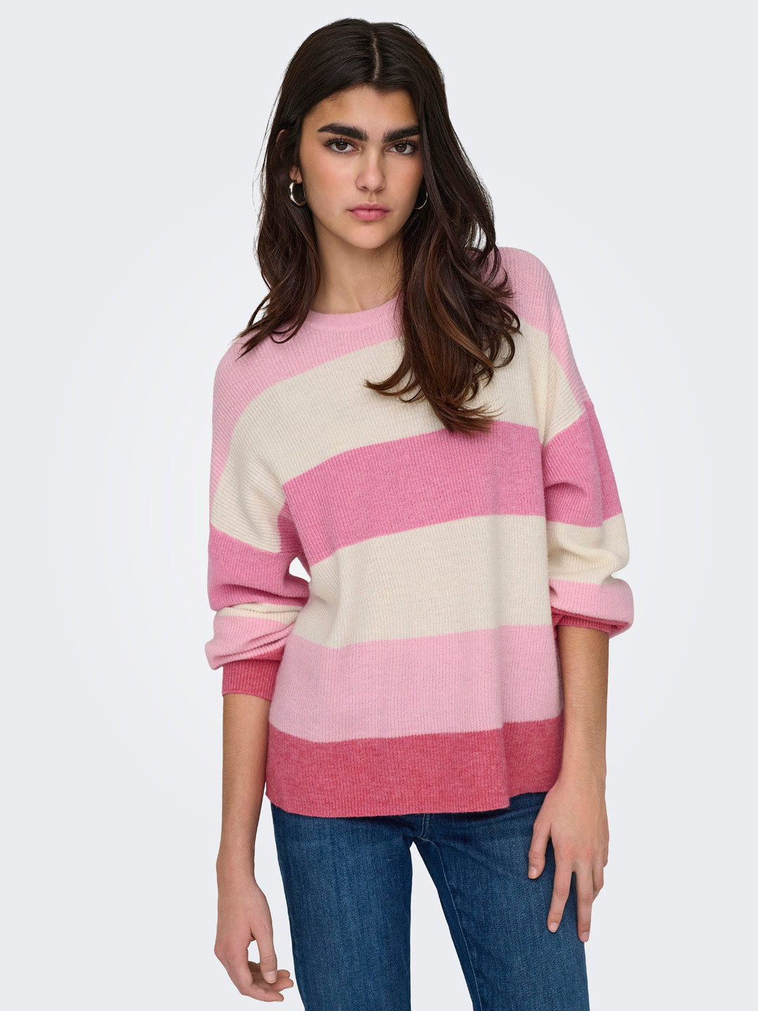 Pink Oversized Colourblocked Pullover