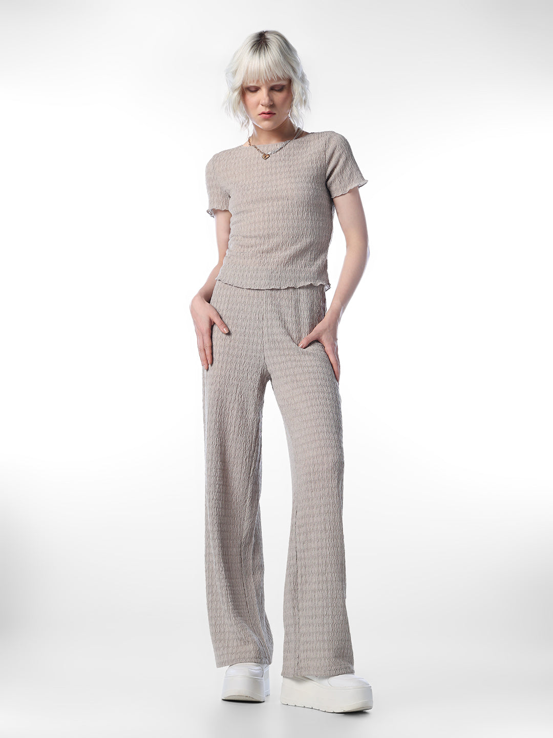 Grey Regular Fit Pants