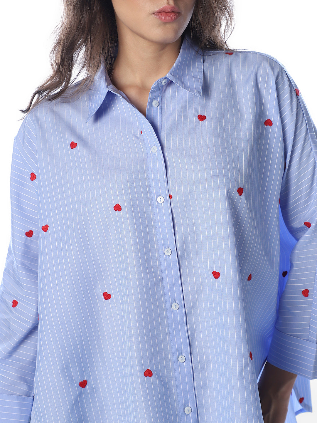 Blue Striped Embroidered Shirt