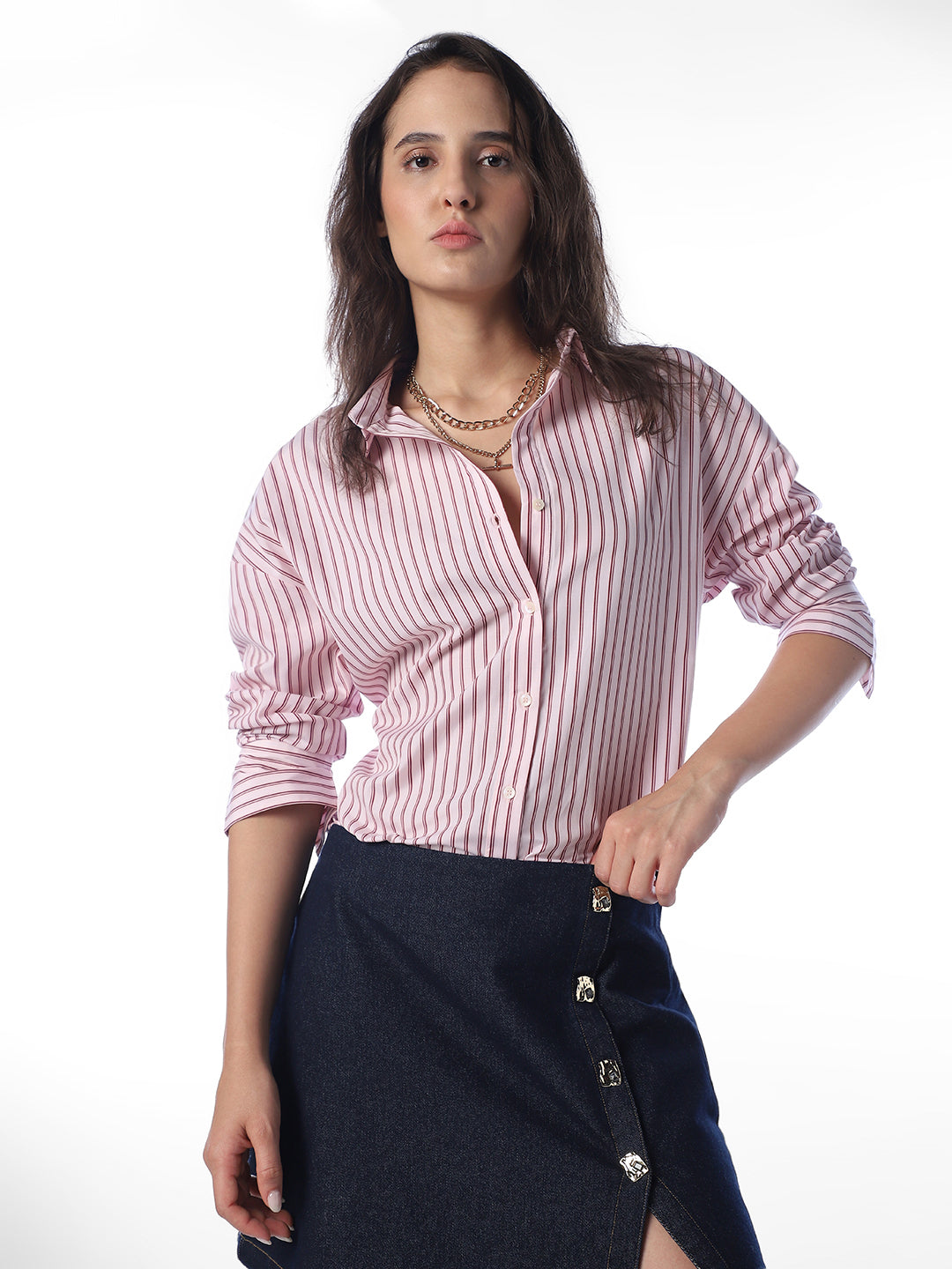 Pink Striped Oversized Shirt