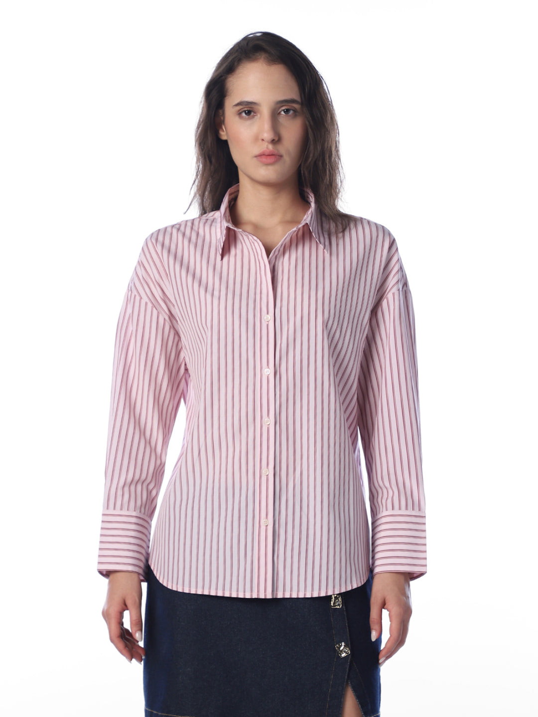 Pink Striped Oversized Shirt