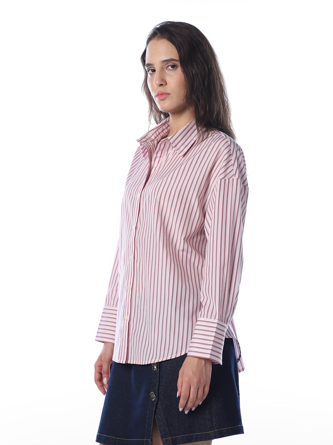 Pink Striped Oversized Shirt