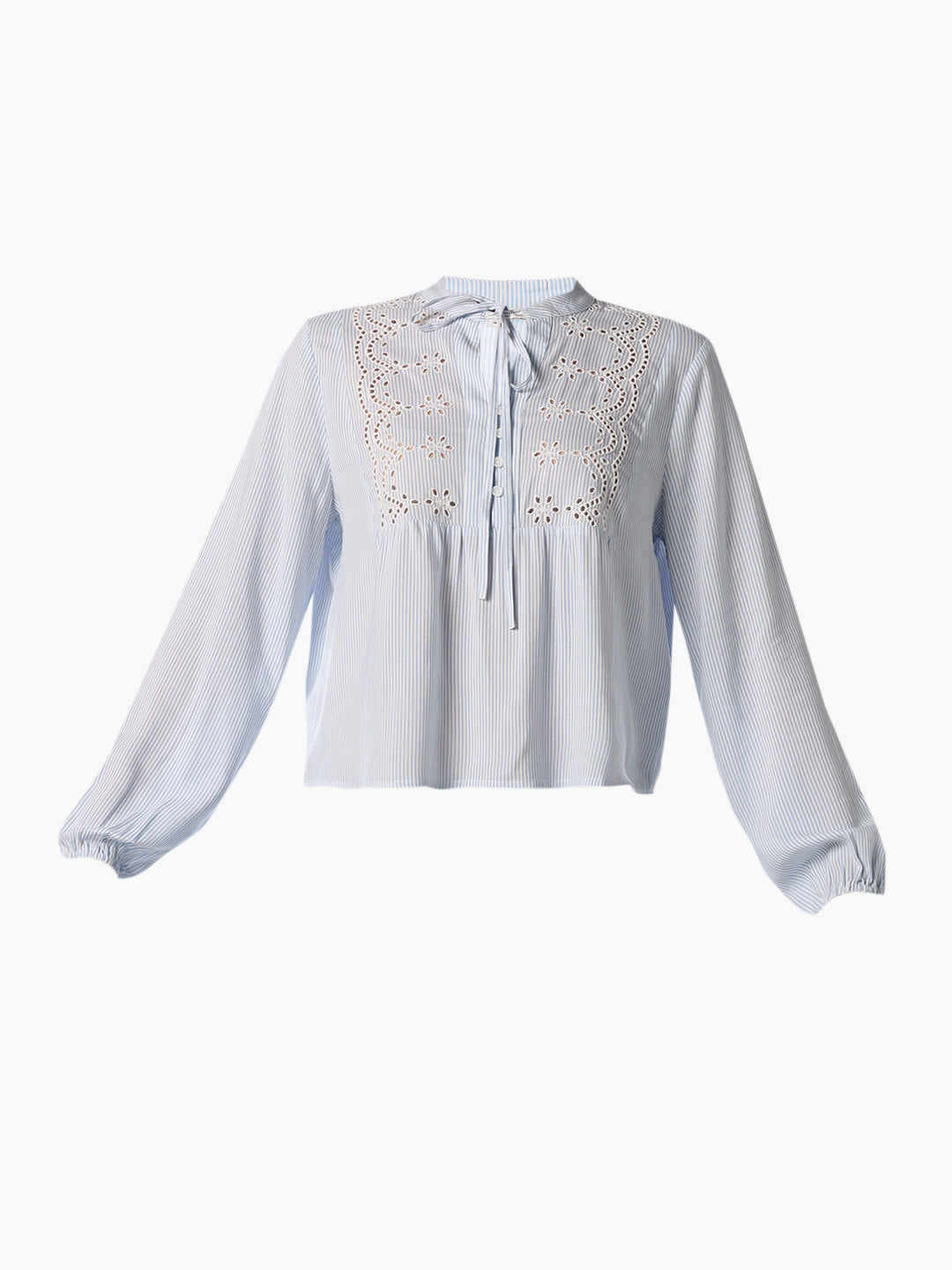 Light Blue Lace V-Neck Top
