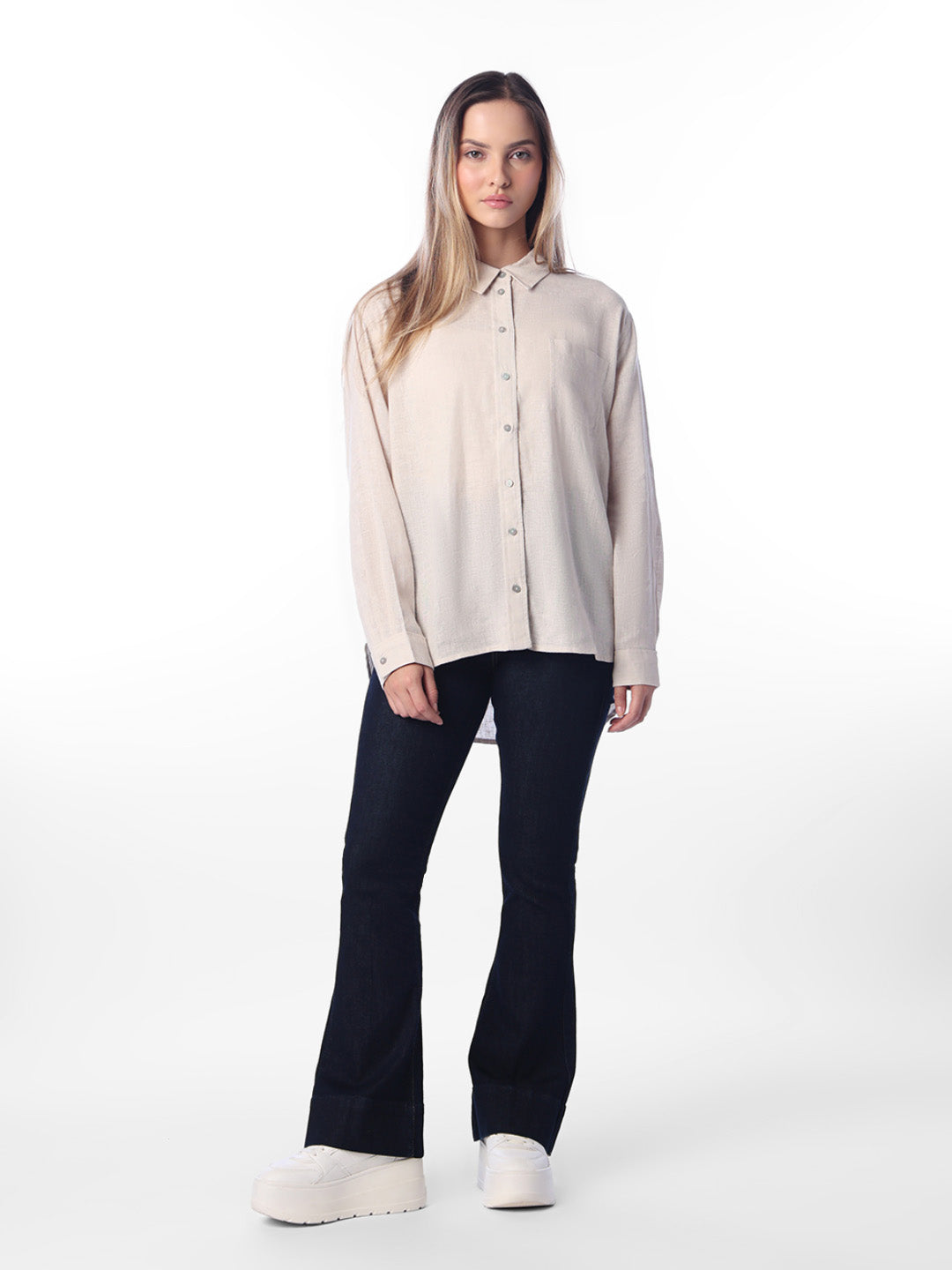 Beige Linen Blend Shirt
