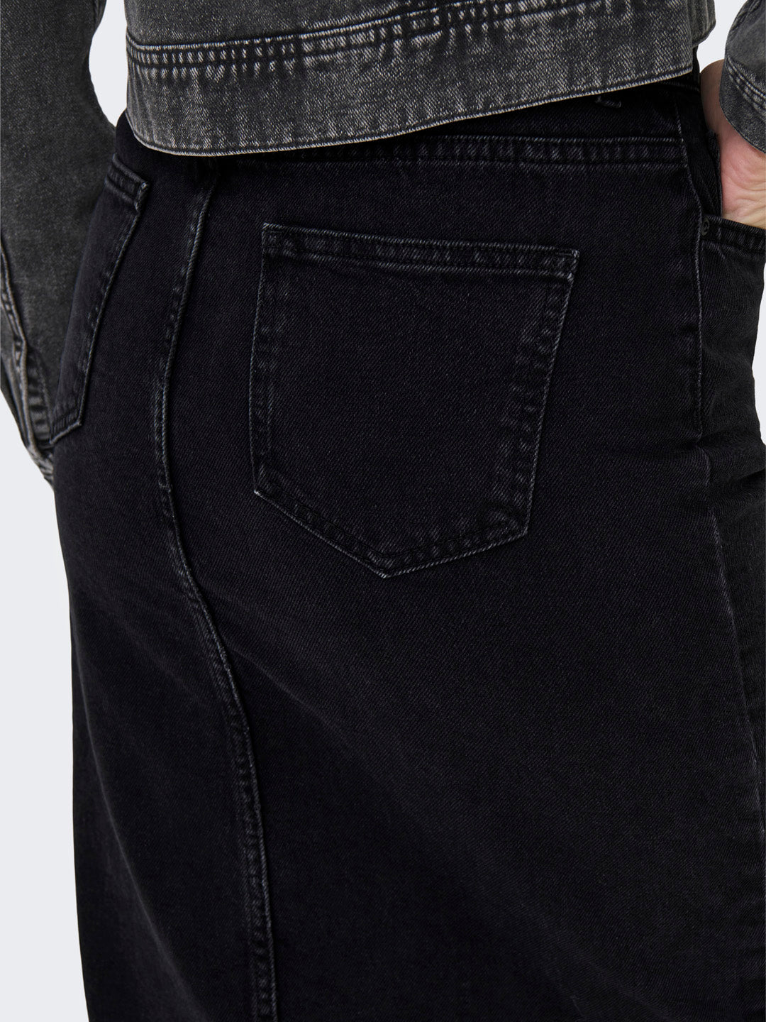Black Washed Denim Skirt