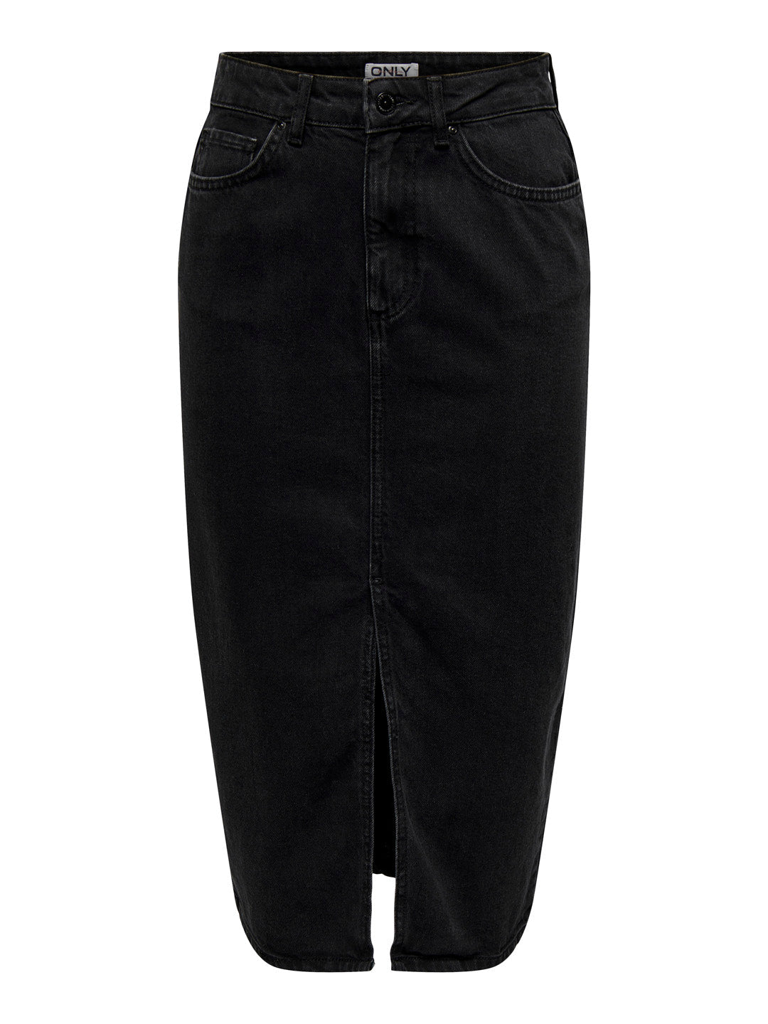 Black Washed Denim Skirt