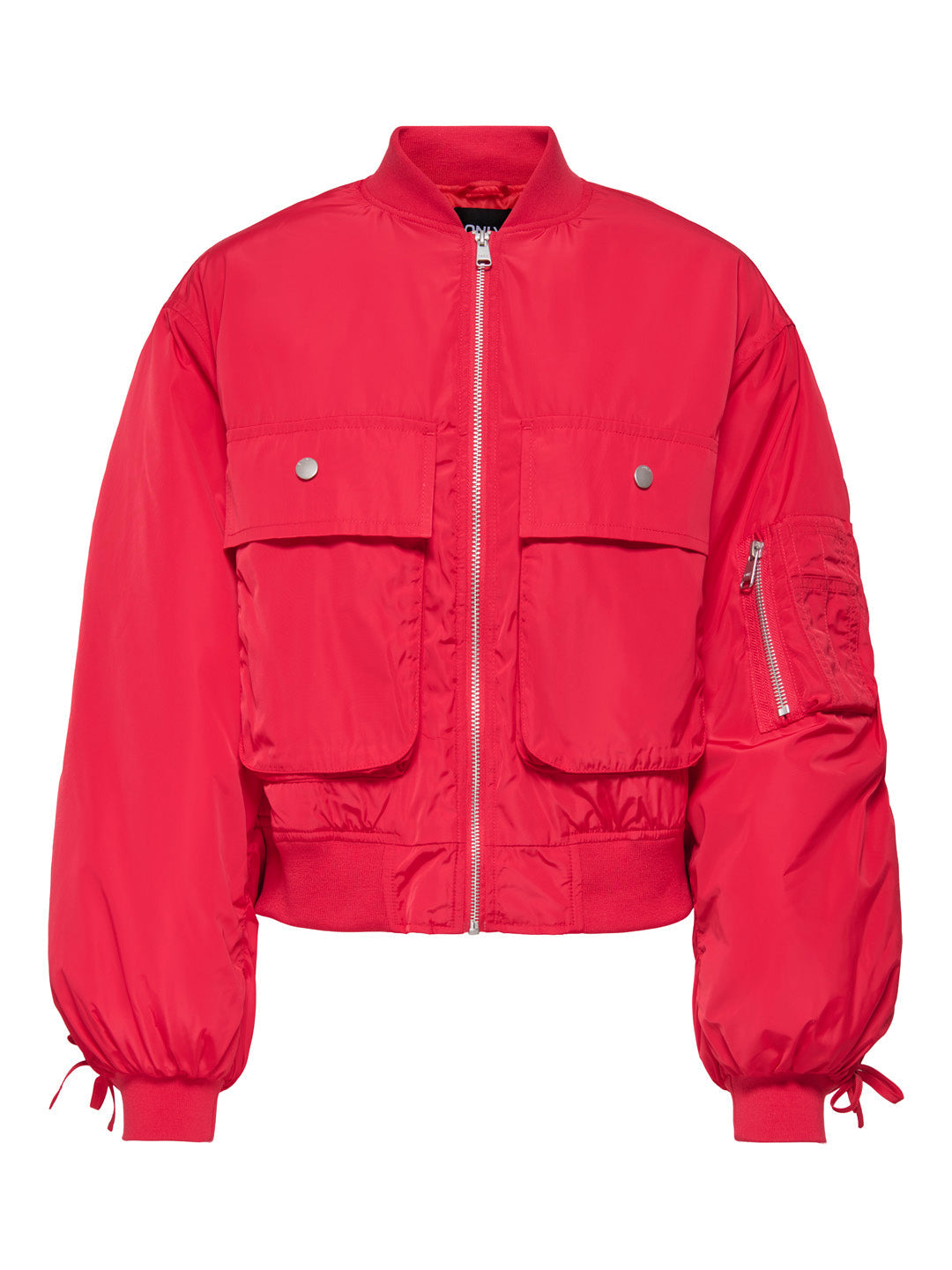 Bright Red Zip Up Bomber Jacket