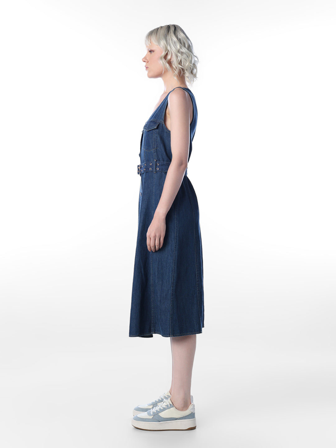 Dark Blue Denim Midi Dress