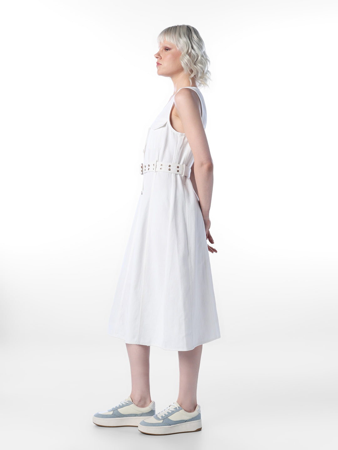 White Denim Midi Dress