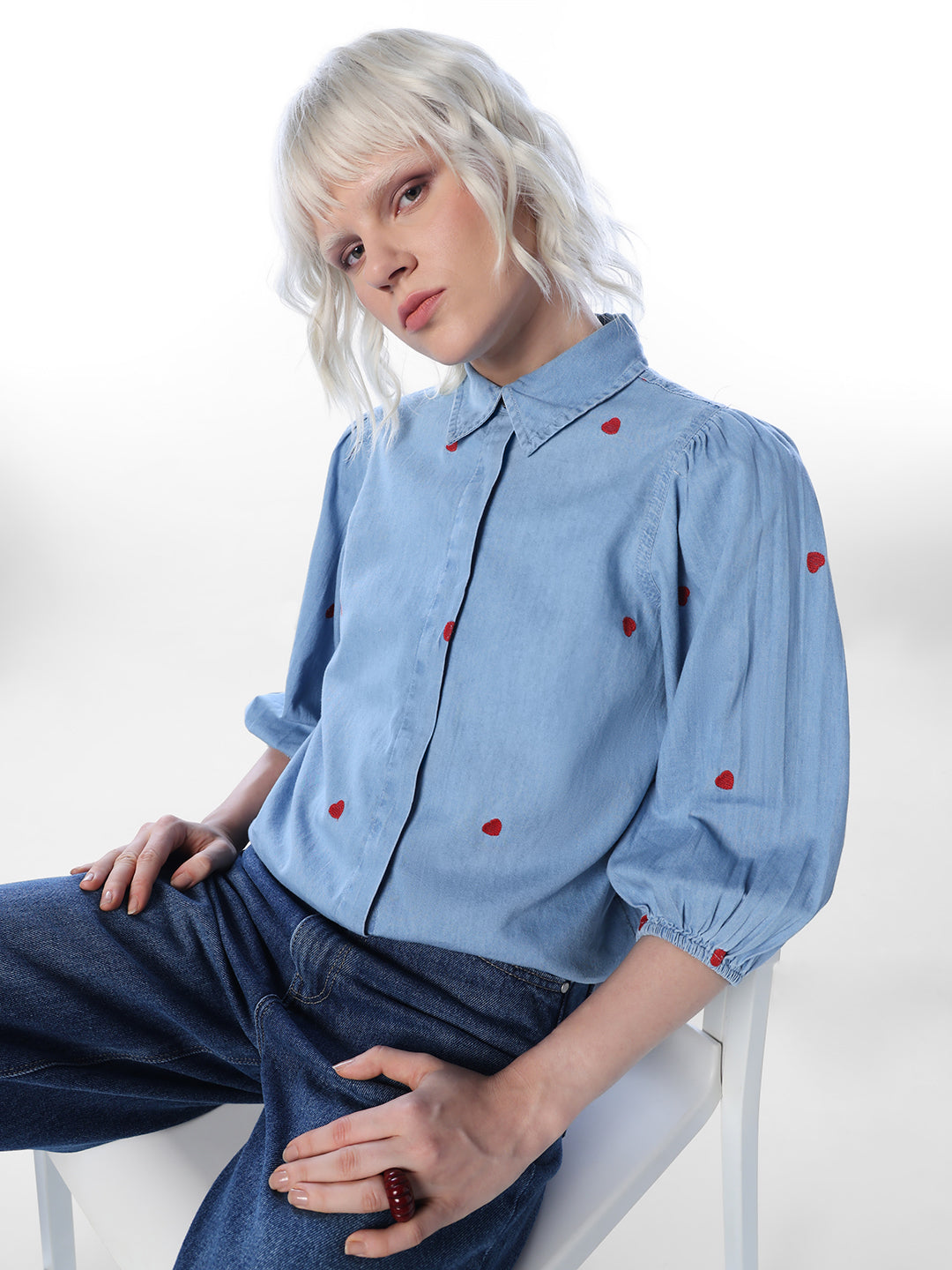 Blue Printed Cotton Shirt