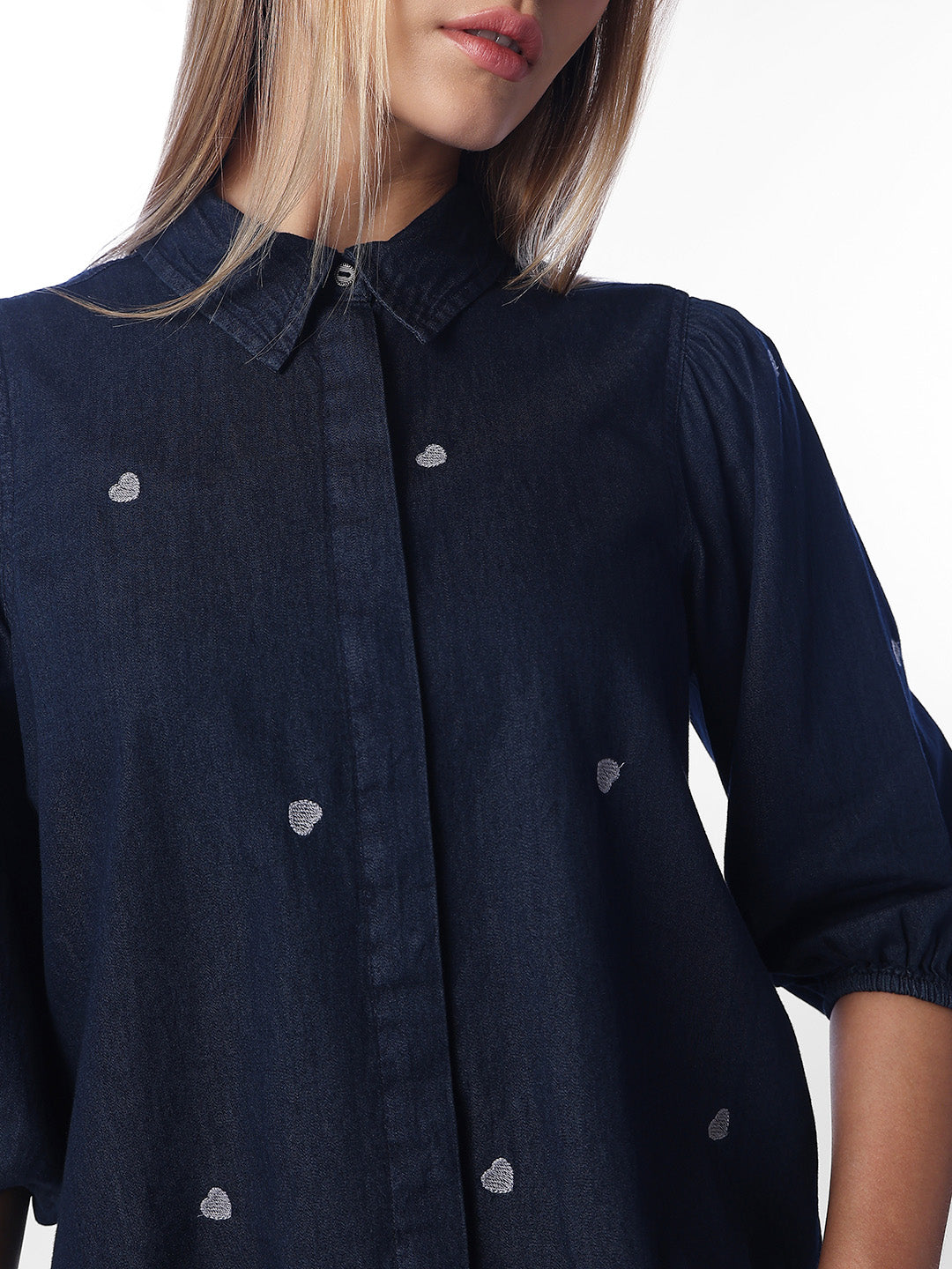 Dark Blue Embroidered Shirt
