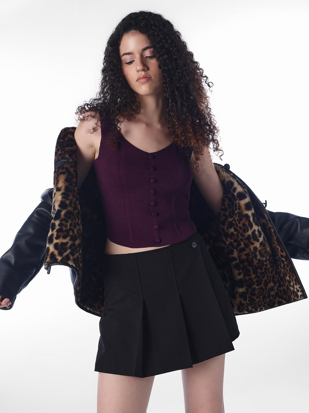 Textured knit crop top