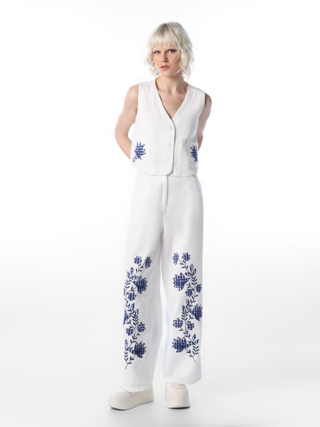 White Embroidered Cotton Top