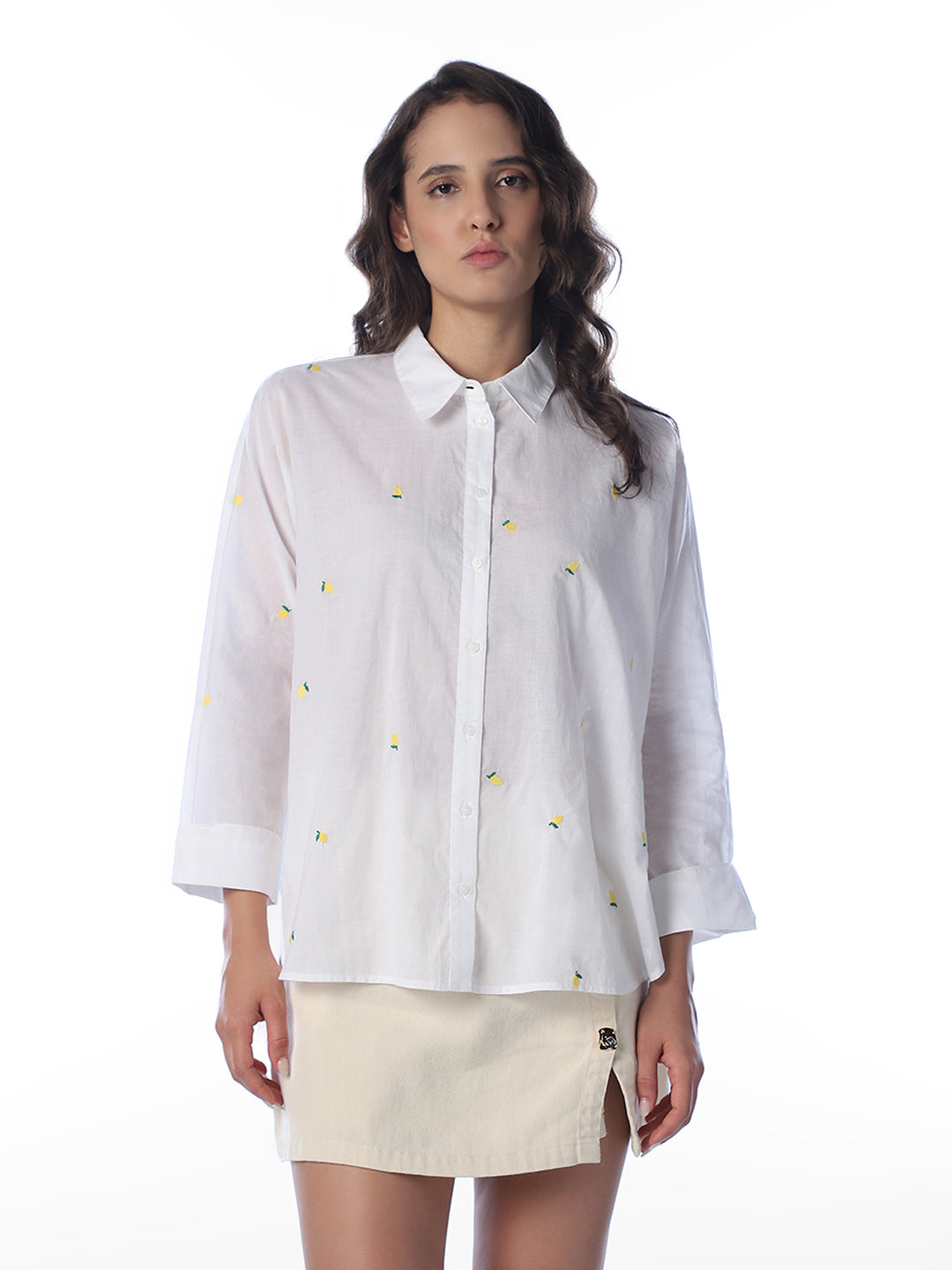 White Embroidered Oversized Shirt