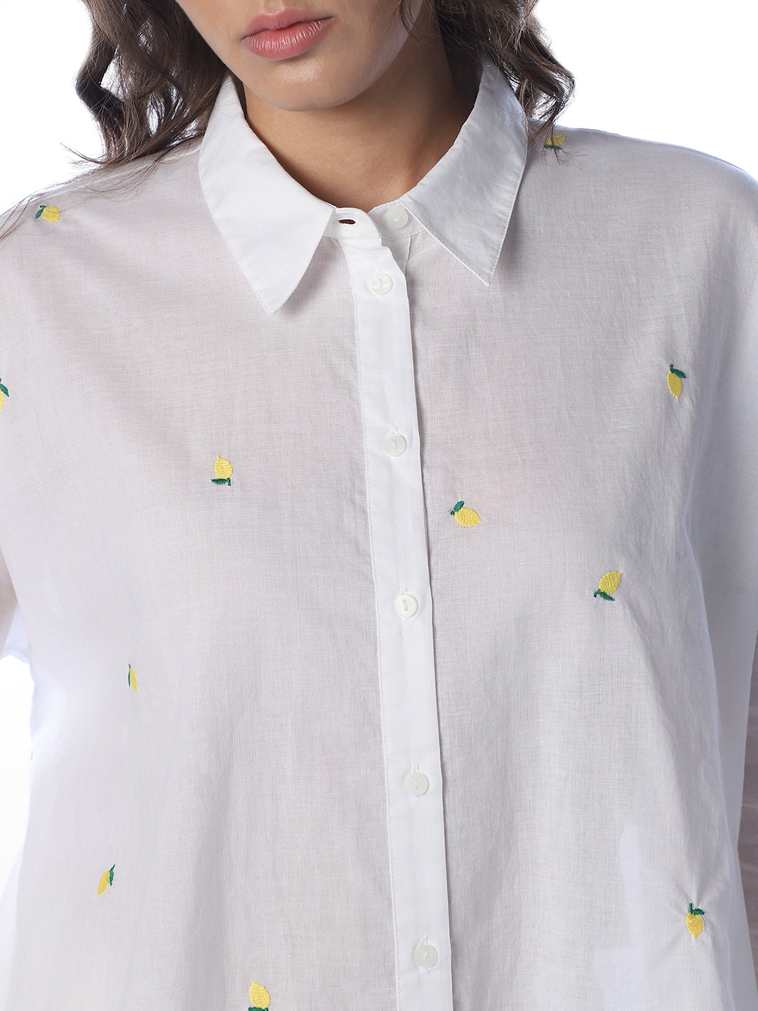 White Embroidered Oversized Shirt