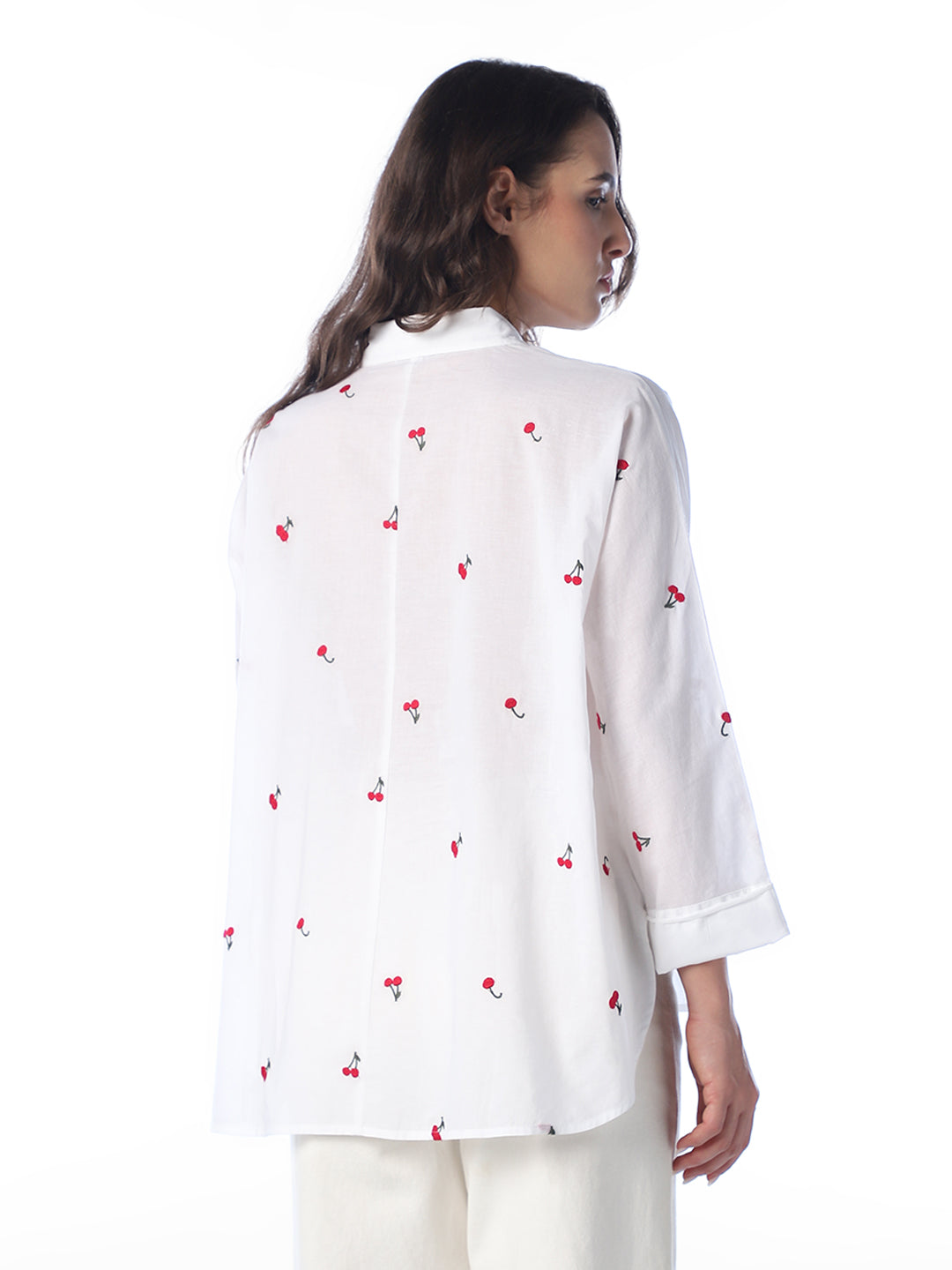 White Embroidered Oversized Shirt