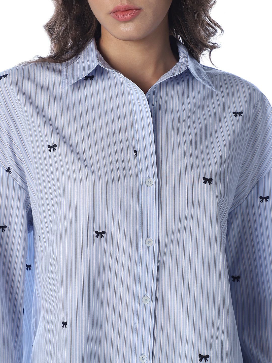 Embroidered Bow Print Shirt