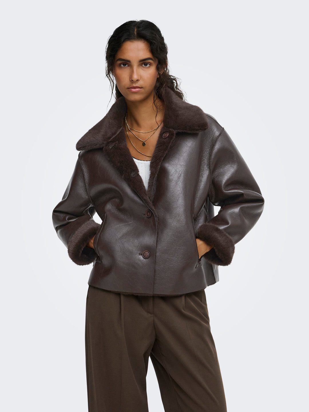 Brown Reversible Leather Jacket