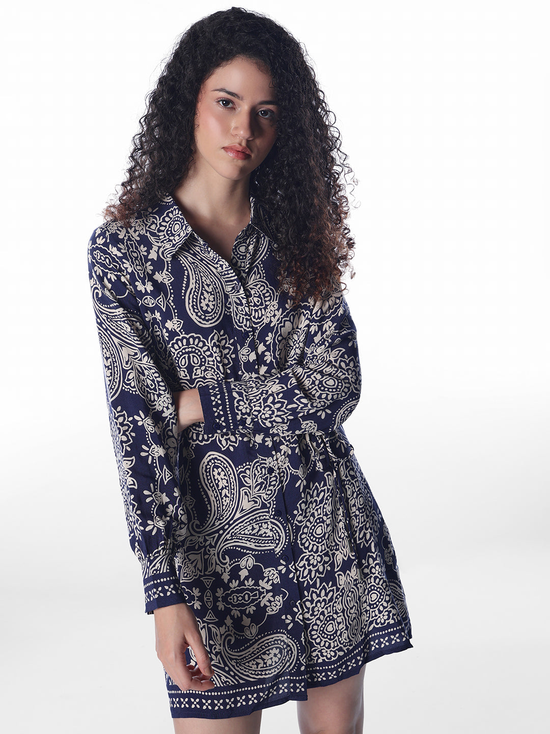 Paisley-print shirt dress
